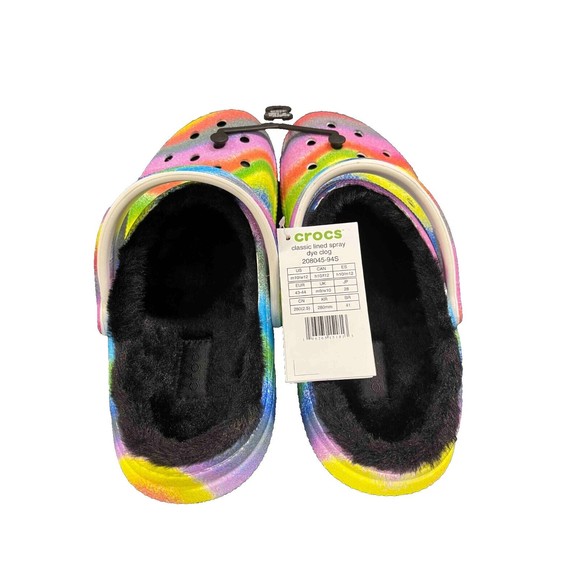 NWT Crocs Lined M 10 W 12 Clogs Spray Dye Multicolor Toasty Warm - Picture 6 of 11